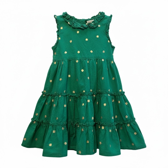 Christian Siriano NY Girls Green Gold Shamrock Tiered Dress 4T St Patrick’s - Picture 3 of 8